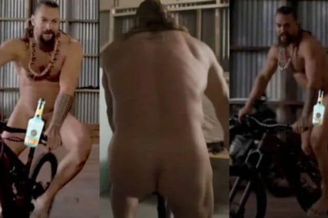 ¡Como Dios lo trajo al mundo! Jason Momoa se paseó desnudo en bicicleta durante entrevista 