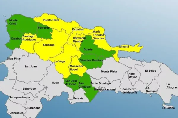 COE mantiene nueve provincias en alerta amarilla y siete en verde por vaguada