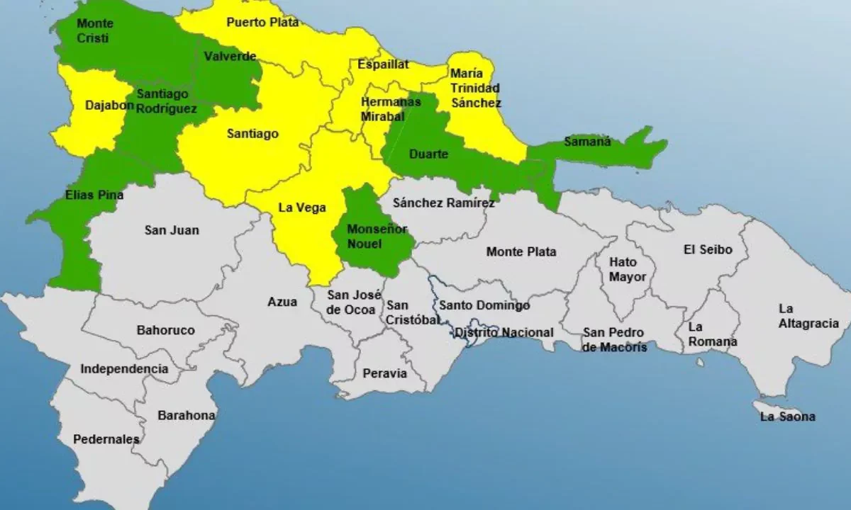 COE aumenta a siete provincias en alerta amarilla y mantiene siete en verde por baja presión