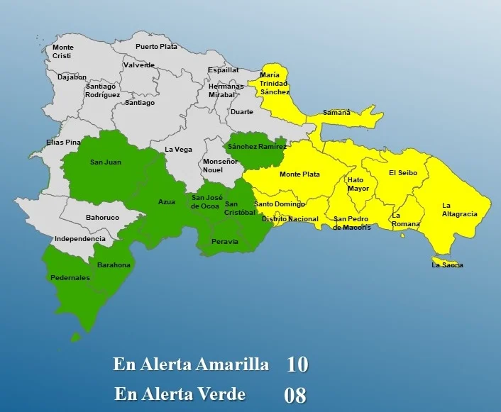 COE aumenta las alertas por fuertes lluvias en varias provincias del país