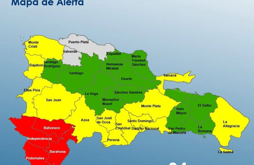 COE mantiene 4 provincias en alerta roja, 13 en amarilla y 13 en verde por huracán Melissa