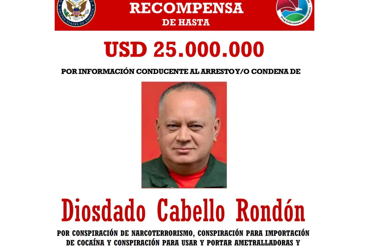 Aumentan a 25 millones de dólares recompensa por captura de Diosdado Cabello