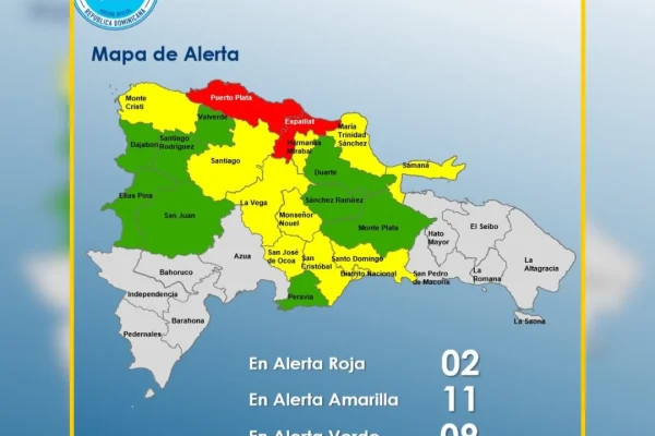 COE aumenta a 11 las provincias en alerta amarilla, dos en rojo y 9 en verde