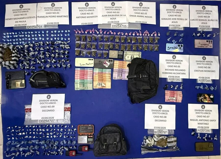 DNCD confisca 1,400 gramos de estupefacientes y arresta a 10 personas en Punta Cana