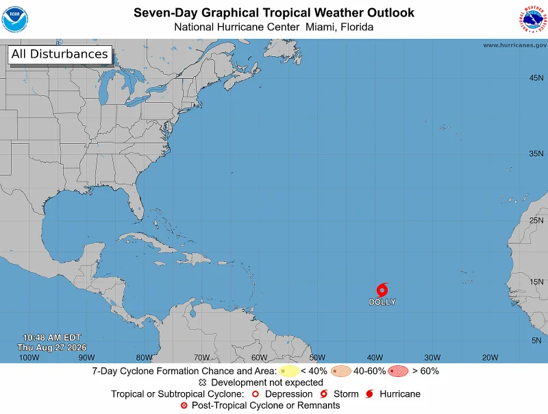 Se forma la tormenta tropical Dolly en el Atlántico y amenaza con intensas lluvias en el Caribe