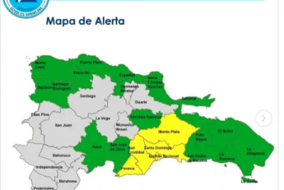 COE mantiene cinco provincias en alerta amarilla y 16 en verde por lluvias