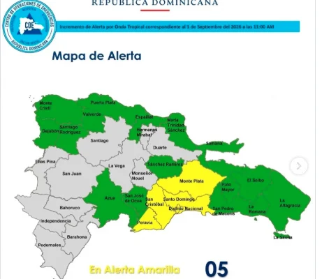 COE mantiene cinco provincias en alerta amarilla y 16 en verde por lluvias