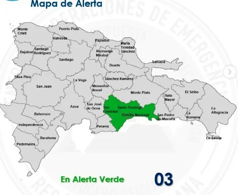 COE coloca en alerta verde al Distrito Nacional, Santo Domingo y San Cristóbal por lluvias