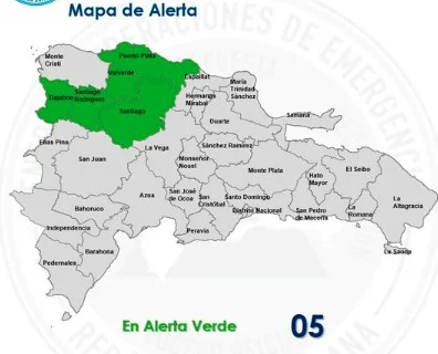 COE coloca cinco provincias en alerta verde por incidencia de una vaguada