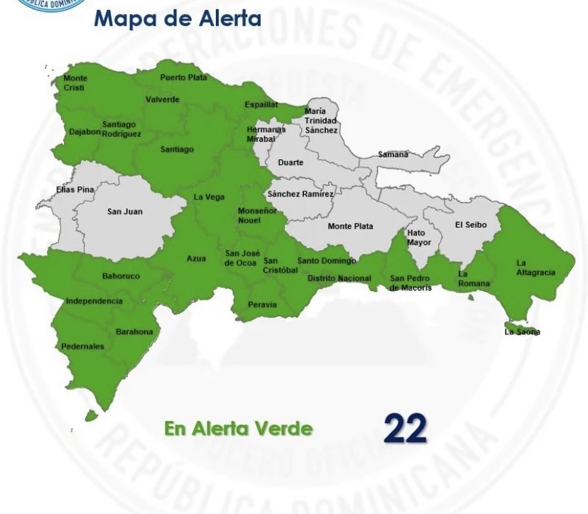 COE amplía a 22 las provincias en alerta verde por incidencia de una vaguada
