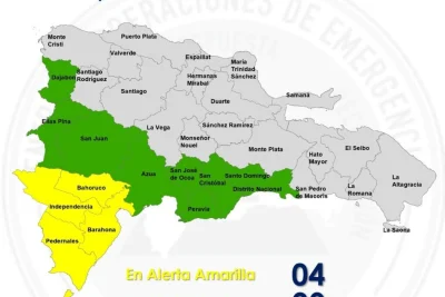 COE aumenta niveles de alerta en nueve provincias y el Distrito Nacional por incidencia de vaguada
