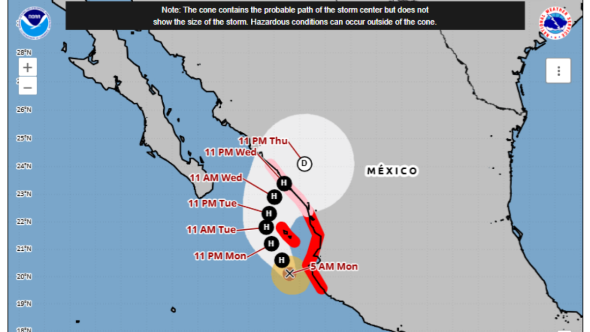 Huracán Simón mantiene categoría 3 frente a México y amenaza con lluvias y fuerte oleaje